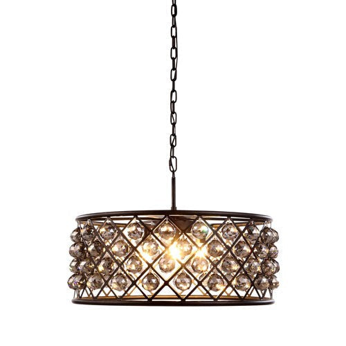 Madison Mocha Brown Six-Light Pendant with Faceted Silver Crystals