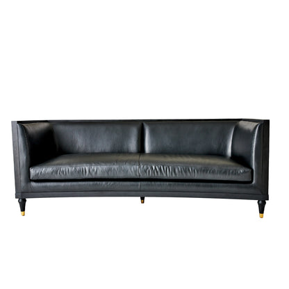 Global Views Arc Sofa-Black Leather