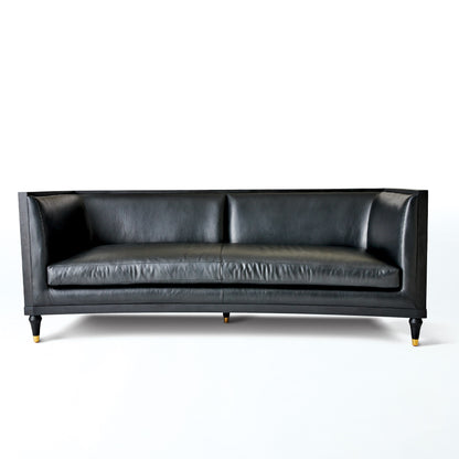 Global Views Arc Sofa-Black Leather