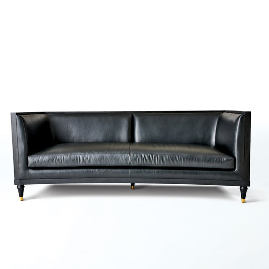 Global Views Arc Sofa-Black Leather