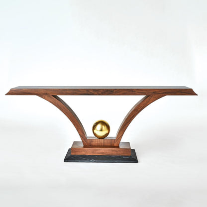 Global Views Colby Console Walnut/Brass