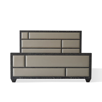 Global Views Brazil Queen Bed-Black Cerused Oak