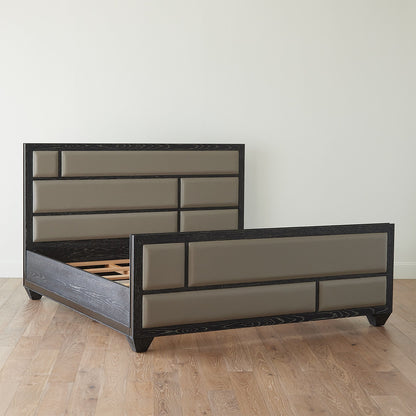 Global Views Brazil Queen Bed-Black Cerused Oak