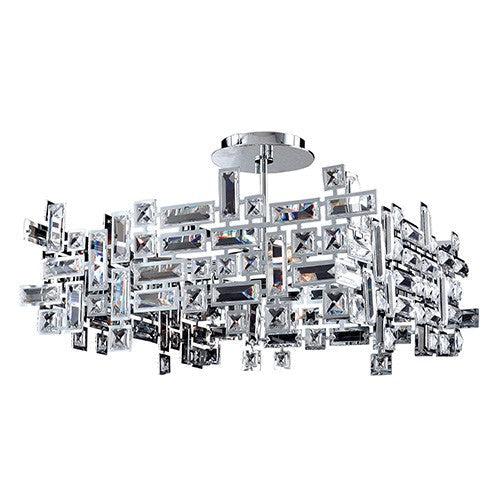 Vermeer Chrome Eight-Light Square Pendant with Swarovski Elements Crystal