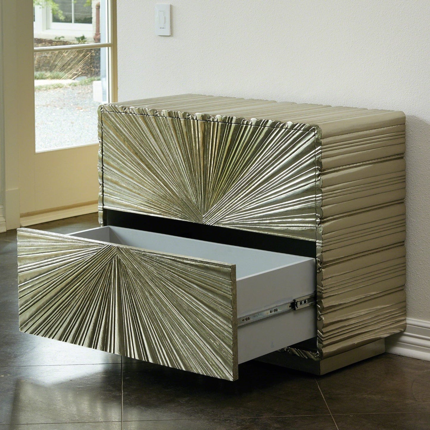 Global Views Linenfold Two Drawer Chest