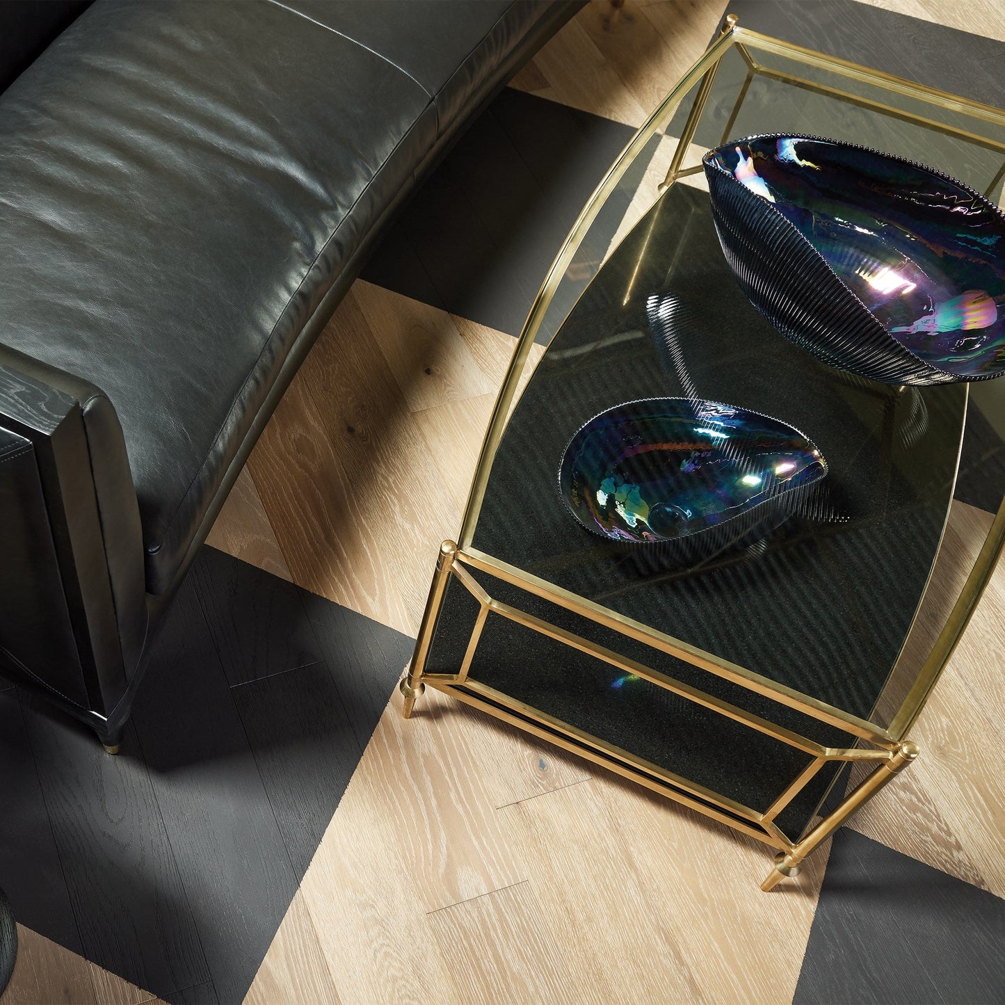 Global Views Arc Sofa-Black Leather