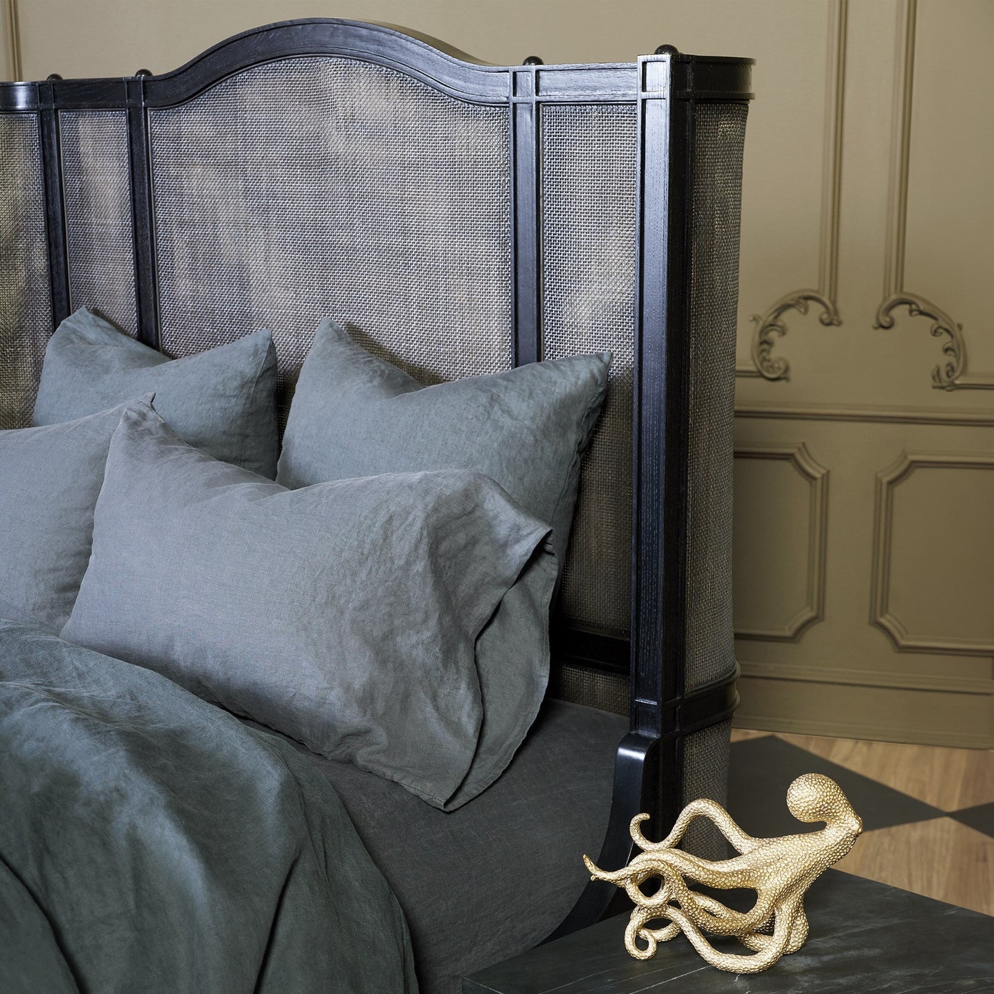 Global Views Josephine Queen Bed-Blackened Oak