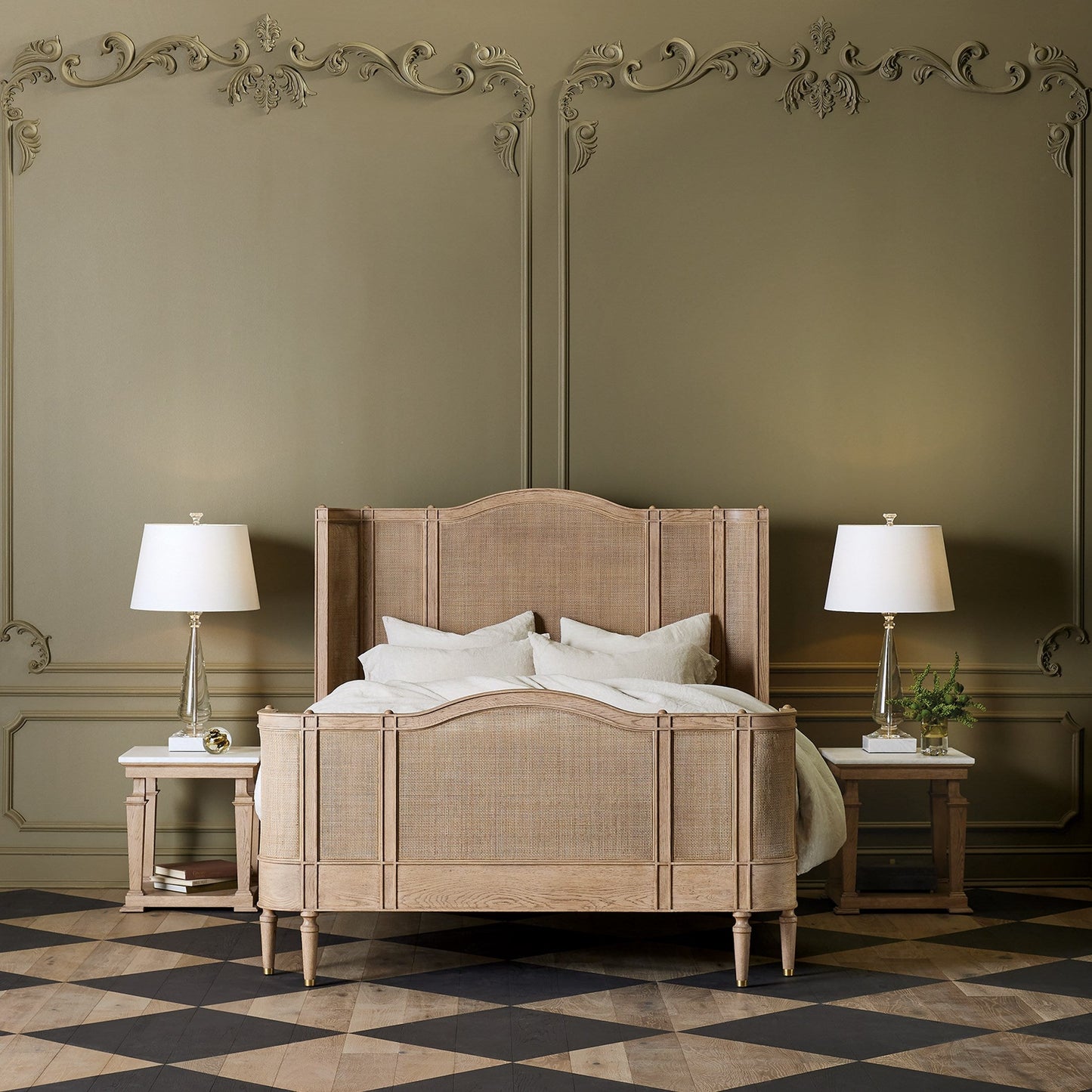 Global Views Josephine Queen Bed-Blackened Oak