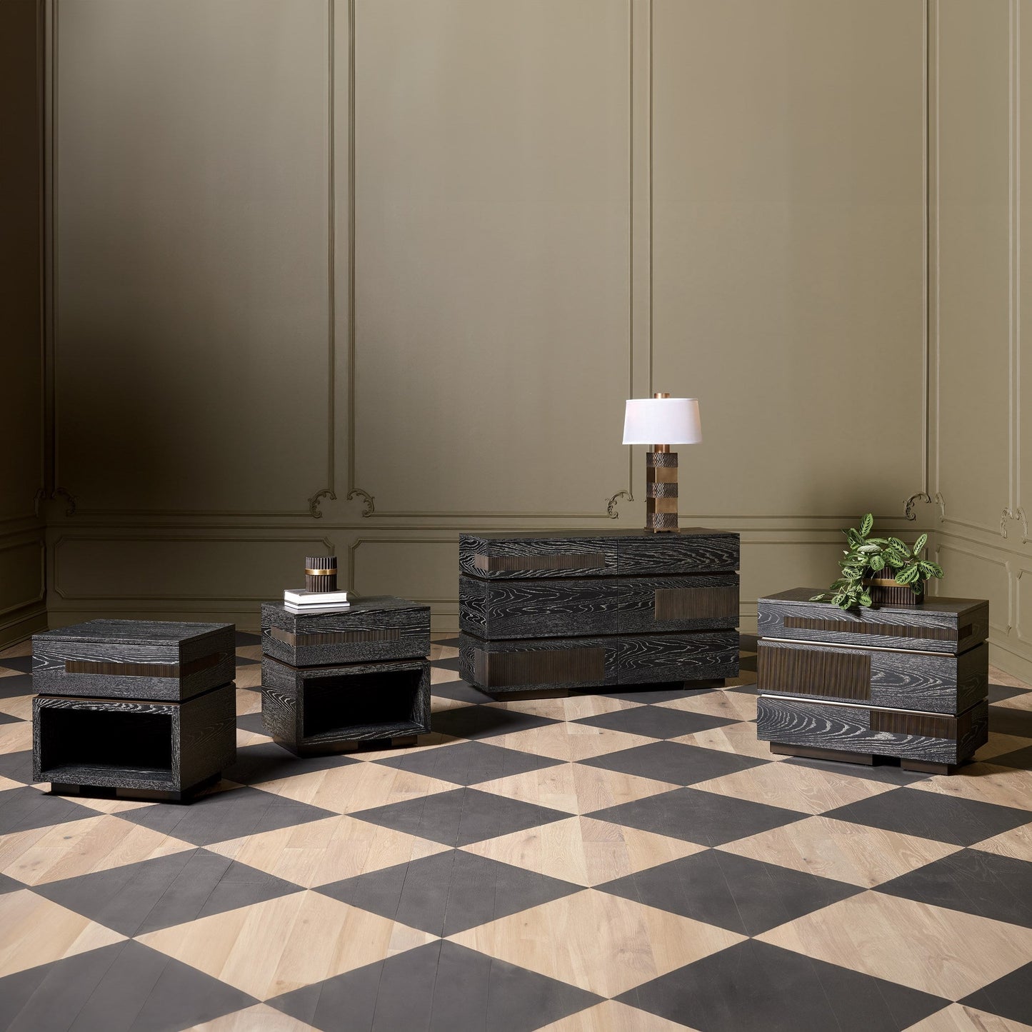 Global Views Brazil Chest-Black Cerused Oak