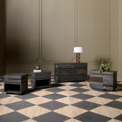 Global Views Brazil Chest-Black Cerused Oak