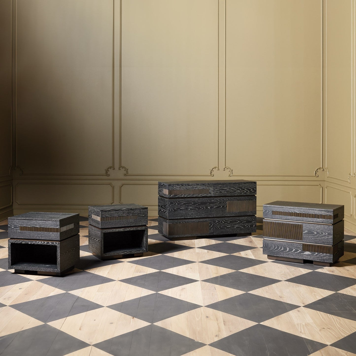 Global Views Brazil Chest-Black Cerused Oak