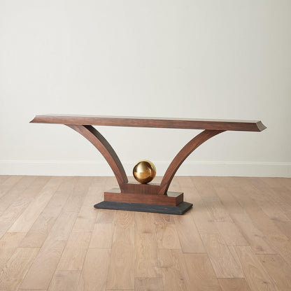 Global Views Colby Console Walnut/Brass
