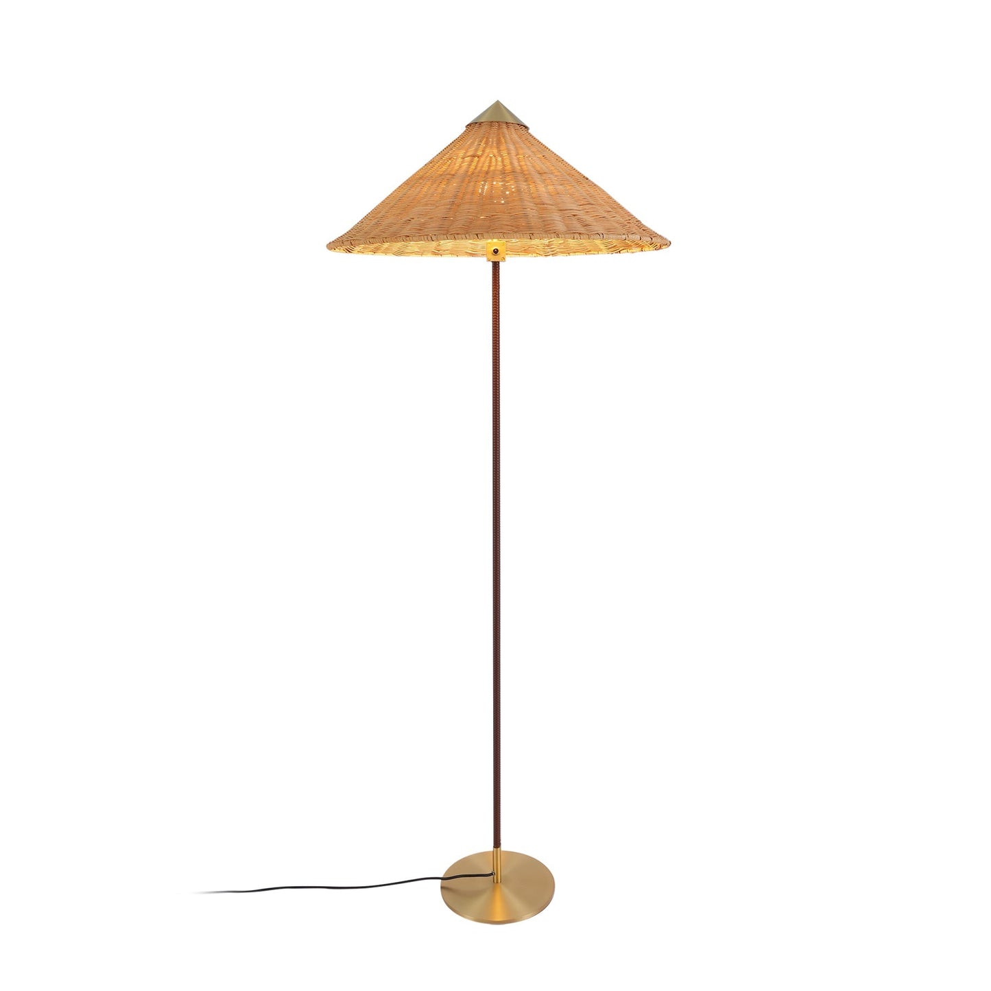 9602 Floor Lamp ? 24.8″ x H 60.6″ / Dia 63cm x H 154cm / Natural rattan lampshade & Dark brown light pole / US plug