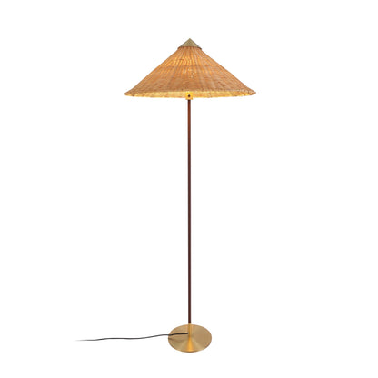 9602 Floor Lamp ? 24.8″ x H 60.6″ / Dia 63cm x H 154cm / Natural rattan lampshade & Dark brown light pole / US plug