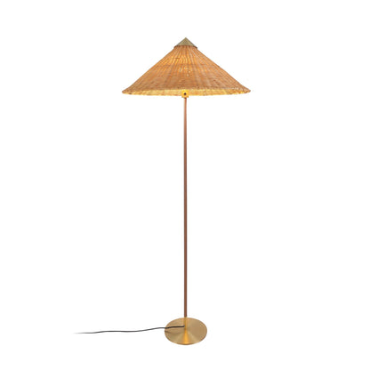 9602 Floor Lamp ? 24.8″ x H 60.6″ / Dia 63cm x H 154cm / Natural rattan lampshade & Brown light pole / US plug Floor