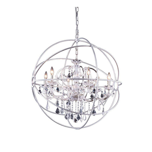 Geneva Polished Nickel Thirty-Two-Inch Pendant with Clear Crystals