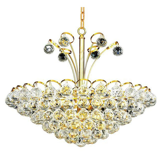 Godiva Gold Eight-Light 22-Inch Pendant with Elegant Cut Clear Crystal