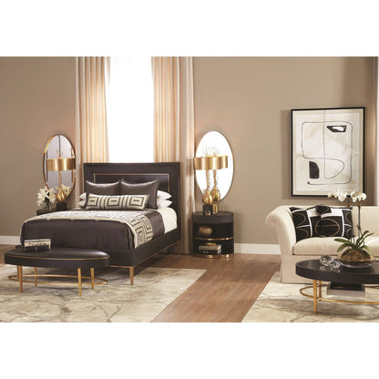 Global Views Black Ellipse Queen Bed