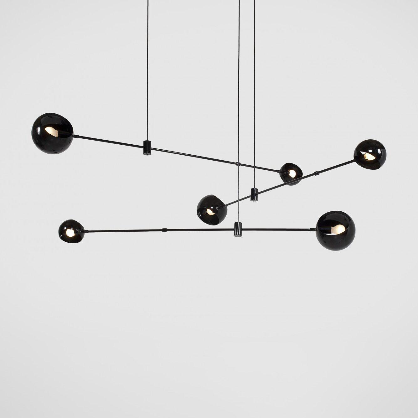 Acaba Chandelier 6 heads L 39.4″ x H 27.6″ / L 100cm x H 70cm / Black Chandelier