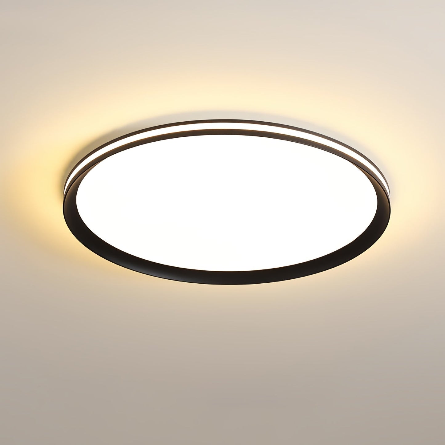 Acrylic Circular LED Ceiling Light ? 19.7″ x H 1.2″ / Dia 50cm x H 3cm / Black / Three-Color Changing Light Ceiling lamp