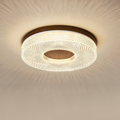 Acrylic Halo Round Ceiling Light Dia 15.7″ x H 3.1″ / Dia 40cm x H 8cm / Walnut Color / Three-Color Changing Light