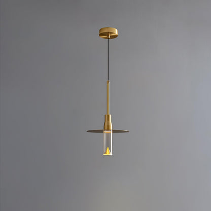 Acrylic Hat Plate Pendant Light Model A Dia 1.6″ x H 13.8″ / Dia 4cm x H 35cm / Brass / Three-Color Changing Light