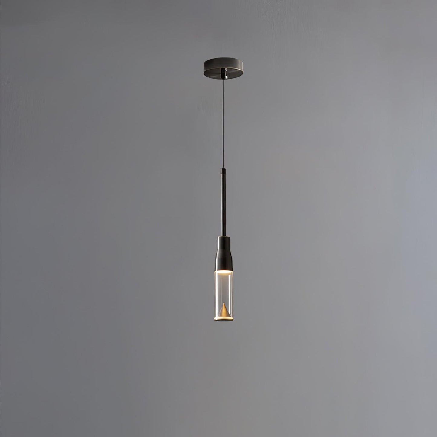 Acrylic Hat Plate Pendant Light Model A Dia 1.6″ x H 13.8″ / Dia 4cm x H 35cm / Black / Three-Color Changing Light