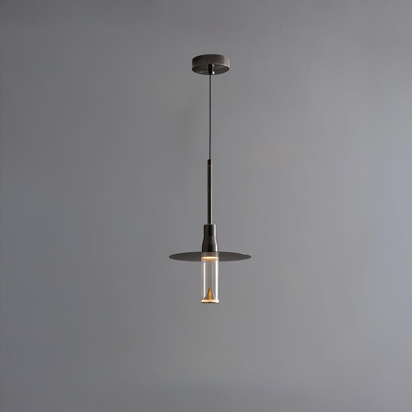 Acrylic Hat Plate Pendant Light Model B Dia 7.9″ x H 13.8″ / Dia 20cm x H 35cm / Black / Three-Color Changing Light