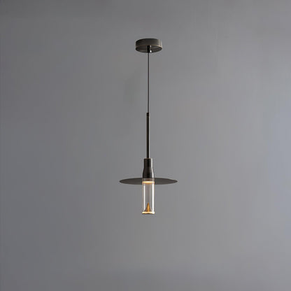 Acrylic Hat Plate Pendant Light Model B Dia 7.9″ x H 13.8″ / Dia 20cm x H 35cm / Black / Three-Color Changing Light