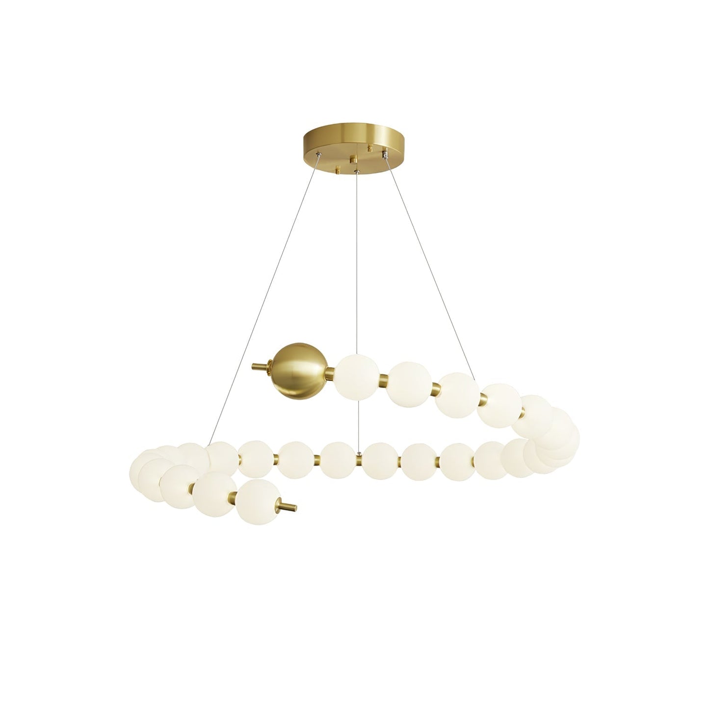 Acrylic Pearls Chandelier Model A Dia 32.3″ x H 5.9″ / Brass & White / Neutral Light Chandelier