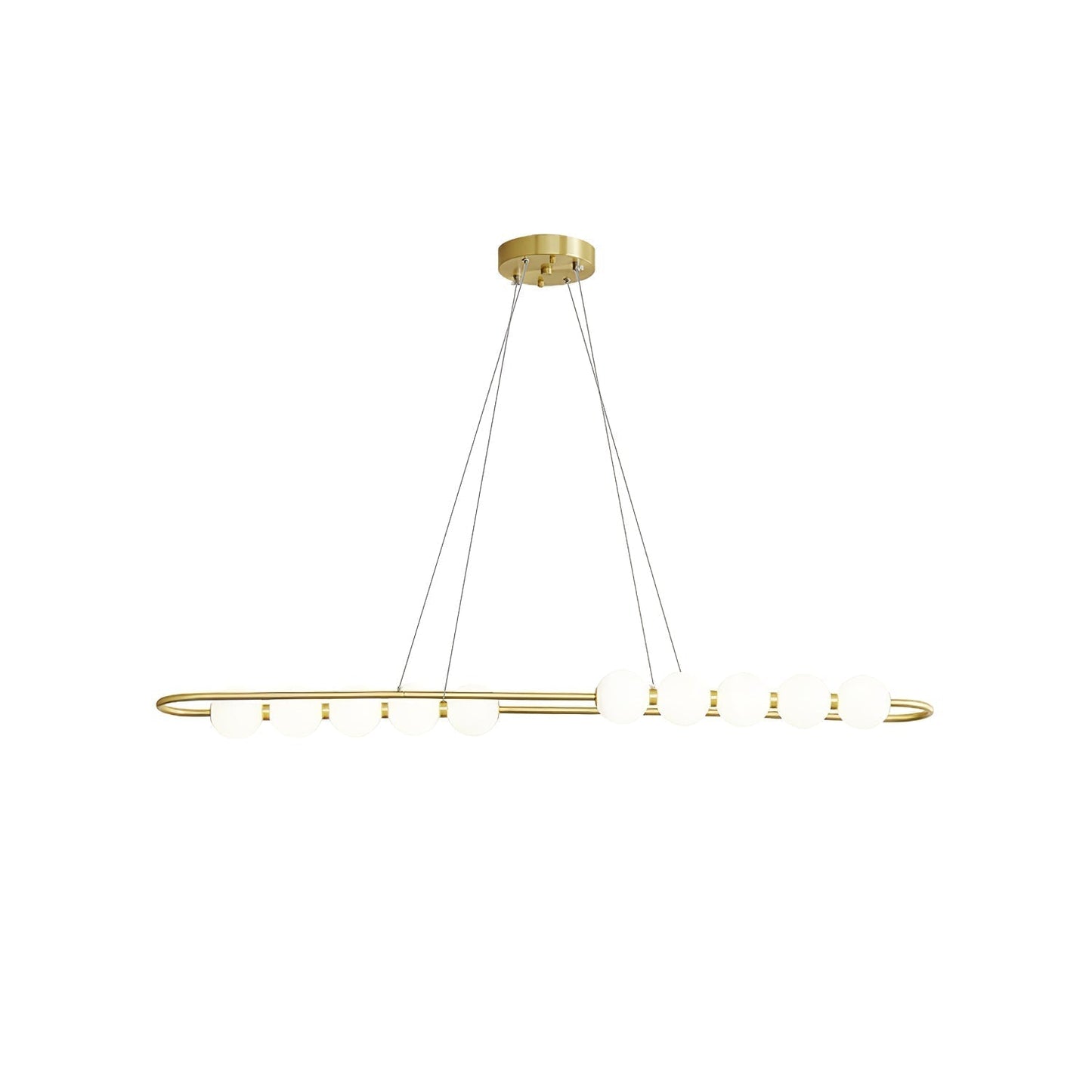 Acrylic Pearls Chandelier Model M 47.2″ x H 5.9″ / Brass & White / Neutral Light Chandelier