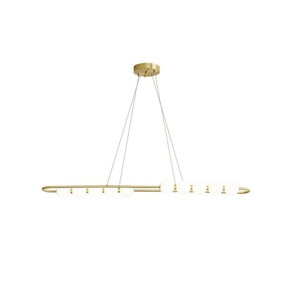 Acrylic Pearls Chandelier Model M 47.2″ x H 5.9″ / Brass & White / Neutral Light Chandelier