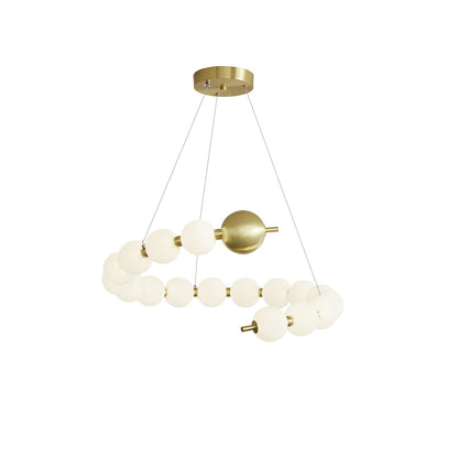 Acrylic Pearls Chandelier Model A Dia 24.4″ x H 5.9″ / Brass & White / Neutral Light Chandelier