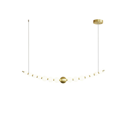 Acrylic Pearls Chandelier Model B Dia 49.2″ x H 5.9″ / Brass & White / Neutral Light Chandelier