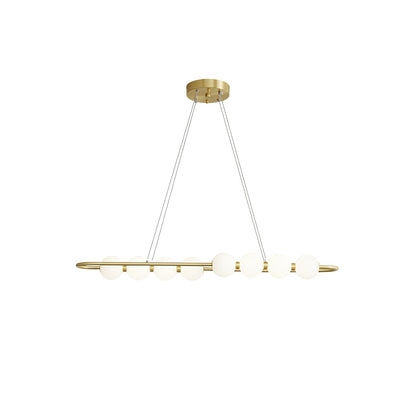 Acrylic Pearls Chandelier Model M Dia 33.5″ x H 5.9″ / Brass & White / Neutral Light Chandelier