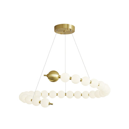 Acrylic Pearls Chandelier Model A Dia 40.2″ x H 5.9″ / Brass & White / Neutral Light Chandelier