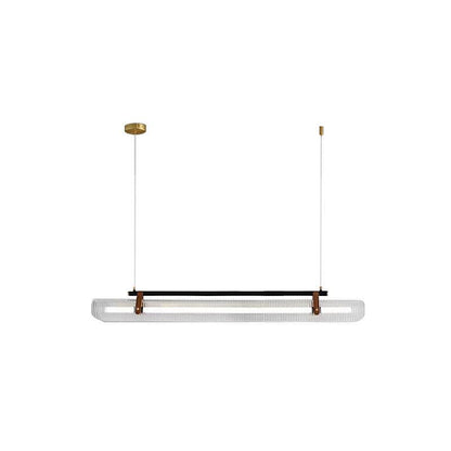 Acrylic Linear Chandelier L 39.3″ x W 3.9″ x H 6.3″ / L 100cm x W 10cm x H 16cm / Gold & Black & Clear / Warm light