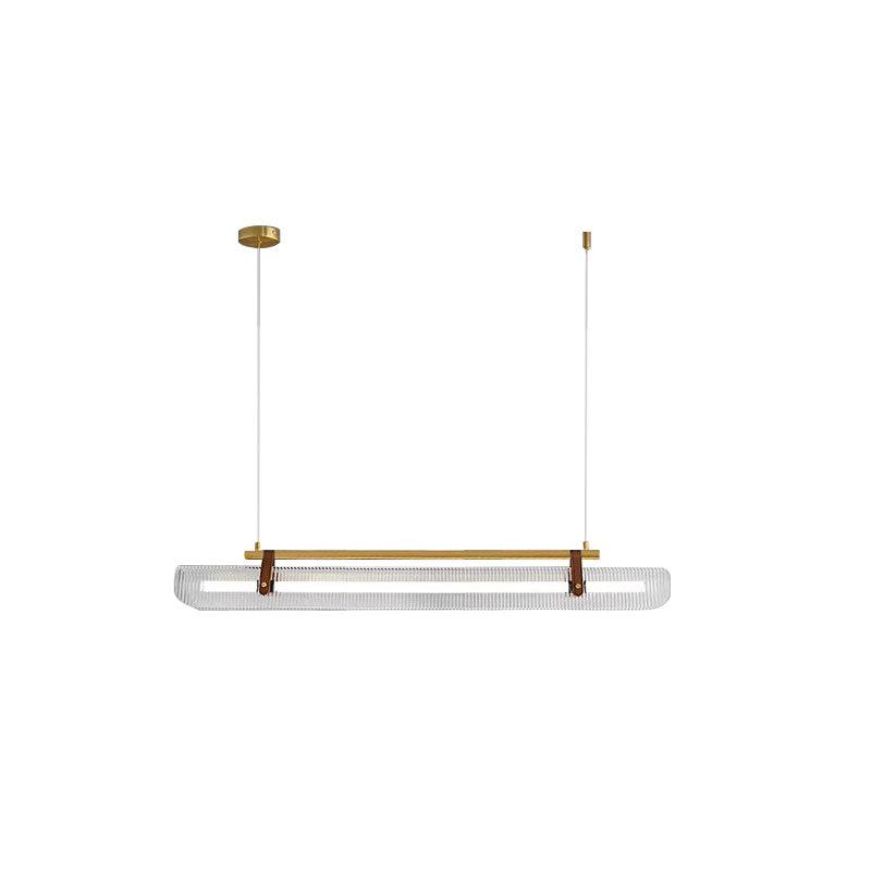 Acrylic Linear Chandelier L 31.5″ x W 3.9″ x H 6.3″/ L 80cm x W 10cm x H 16cm / Gold & Clear / Warm light Pendant light