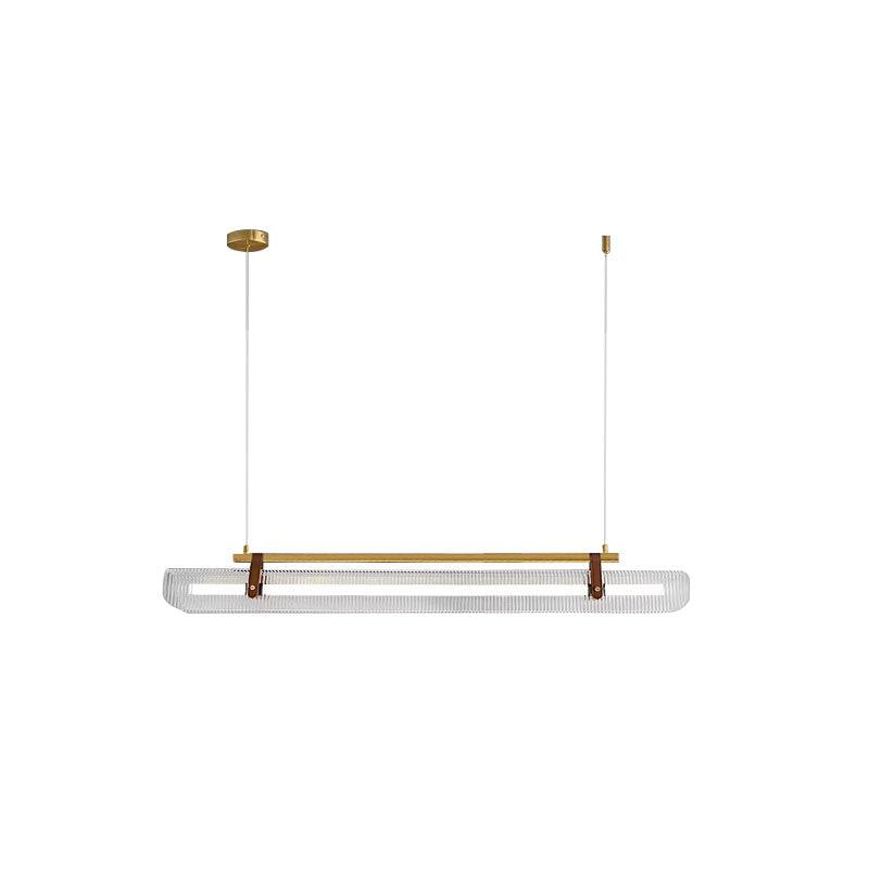 Acrylic Linear Chandelier L 39.3″ x W 3.9″ x H 6.3″ / L 100cm x W 10cm x H 16cm / Gold & Clear / Warm light Pendant