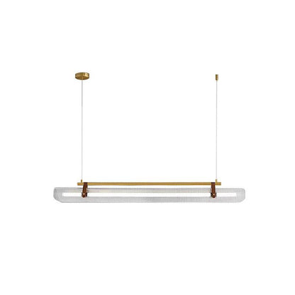 Acrylic Linear Chandelier L 47.2″ x W 3.9″ x H 6.3″/ L 120cm x W 10cm x H 16cm / Gold & Clear / Warm light Pendant light