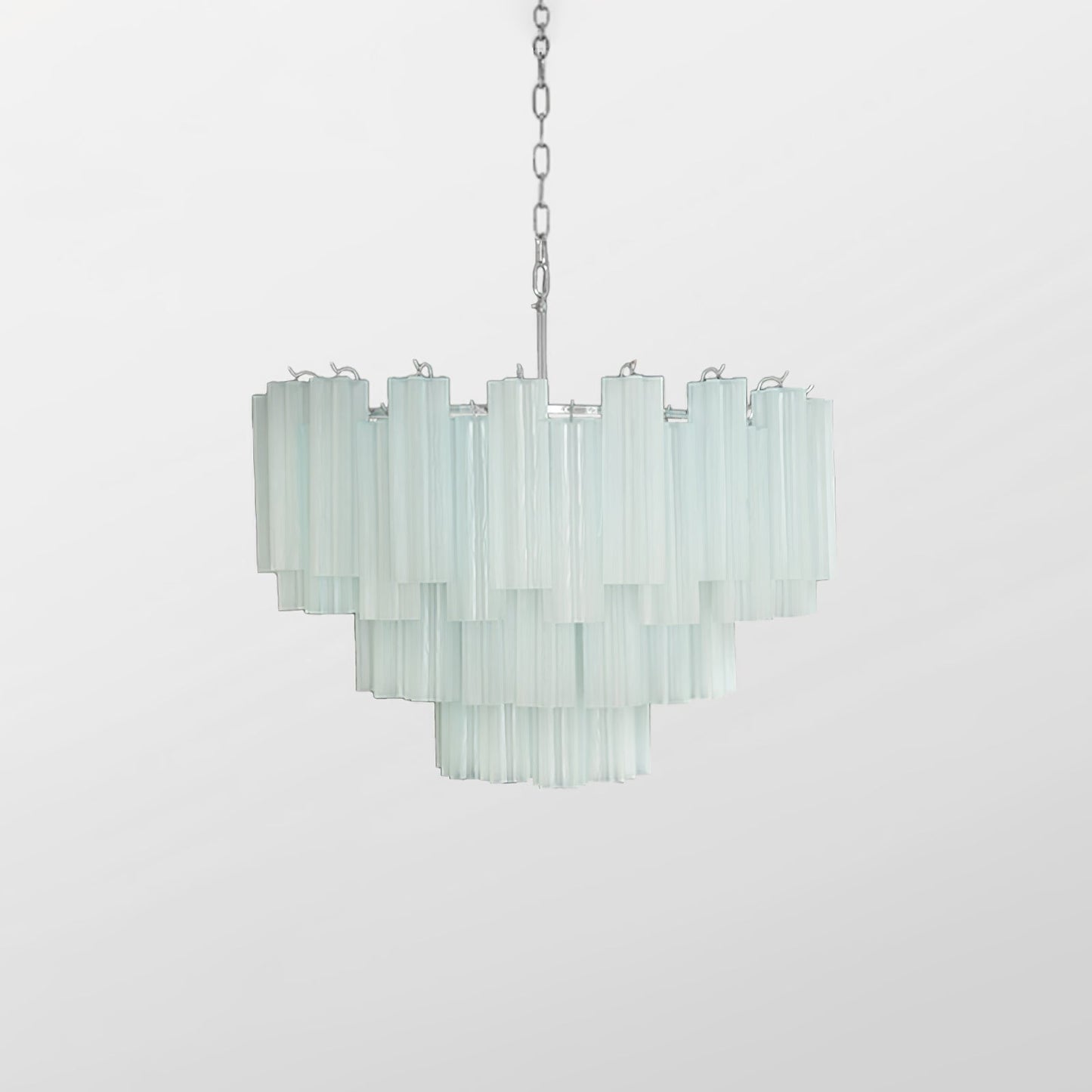 Addis Chandelier 4 layers Dia 31.5″ x H 23.6″ / Dia 80cm x H 60cm / Light Blue & Chrome Chandelier