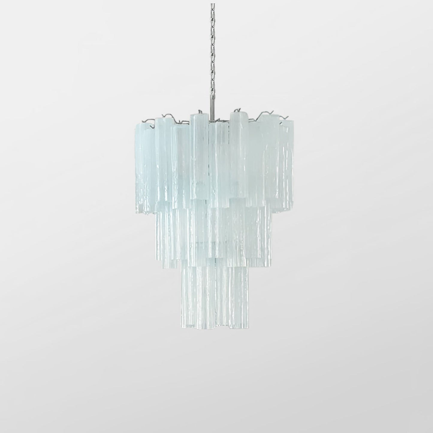Addis Chandelier 3 layers Dia 27.6″ x H 26.8″ / Dia 70cm x H 68cm / Light Blue & Chrome Chandelier