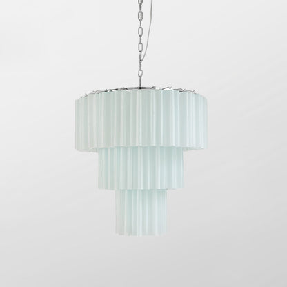 Addis Chandelier 3 layers Dia 23.6″ x H 25.6″ / Dia 60cm x H 65cm / Light Blue & Chrome Chandelier