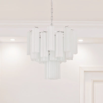 Addis Chandelier 2 layers Dia 17.7″ x H 19.7″/ Dia 45cm x H 50cm / White & Chrome Chandelier