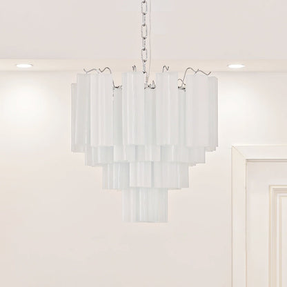 Addis Chandelier 3 layers Dia 22.8″ x H 19.7″ / Dia 58cm x H 50cm / White & Chrome Chandelier