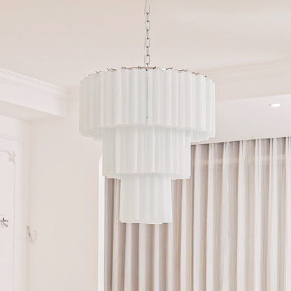 Addis Chandelier 3 layers Dia 23.6″ x H 25.6″ / Dia 60cm x H 65cm / White & Chrome Chandelier