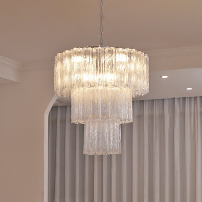 Addis Chandelier 3 layers Dia 23.6″ x H 25.6″ / Dia 60cm x H 65cm / Clear & Chrome Chandelier