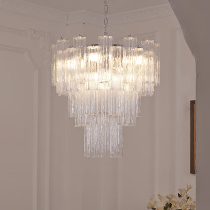 Addis Chandelier 3 layers Dia 27.6″ x H 26.8″ / Dia 70cm x H 68cm / Clear & Chrome Chandelier