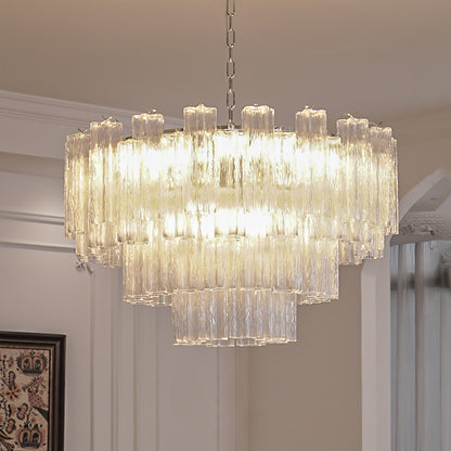 Addis Chandelier 4 layers Dia 31.5″ x H 23.6″ / Dia 80cm x H 60cm / Clear & Chrome Chandelier