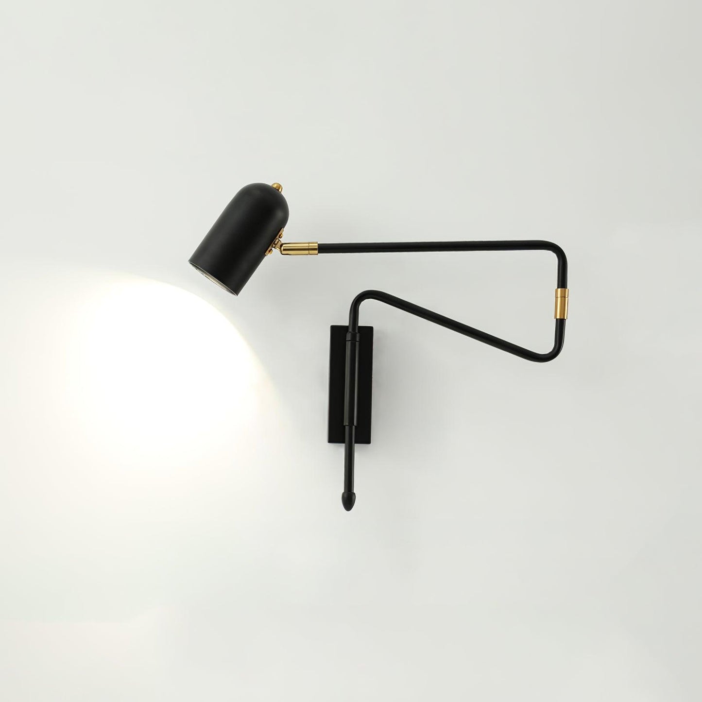 Adjustable Arm Reading Wall Lamp Model A L 16.5″ x H 15.7″ / L 42cm x H 40cm / Black & Gold Wall lamp